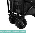 Yssoa Heavy Duty Folding Portable Cart Wagon With 7'' Widened All Terrain Wheels Prevent To Sinking In The Sand, Adjustable Handles And Double Fabric For Shopping, Park, Beach, Camping, Black Black Steel