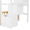 Stairway Twin Over Twin Bunk Bed,House Bed,Storage And Guard Rail,Natural Bed White Stair Old Sku :Lt000308Aak White Solid Wood