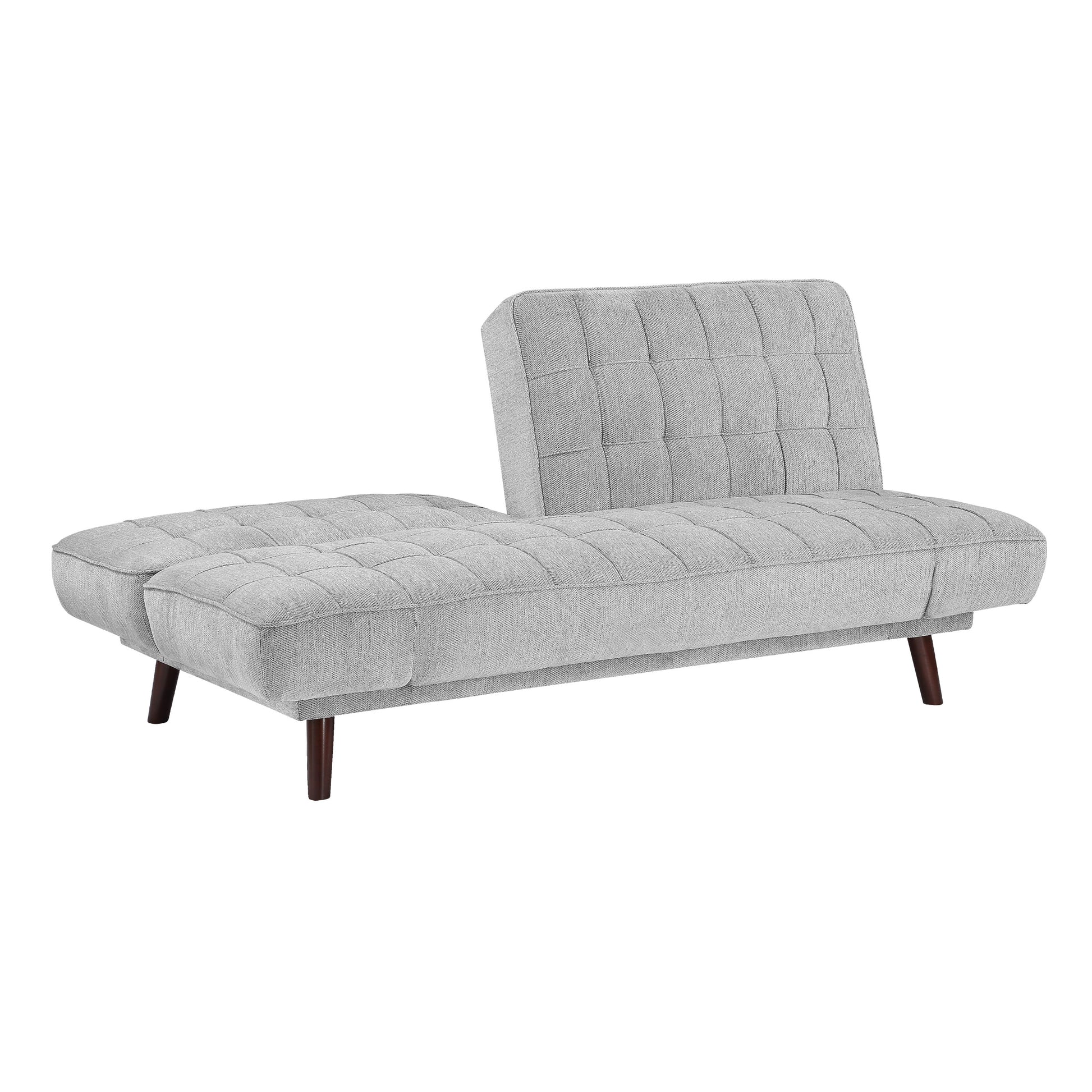 Elegant Three In One Lounger Sofa Sleeper Silver Gray Chenille Fabric Upholstered Attached Cushions Adjustable Arms Casual Living Room Furniture Gray Primary Living Space Solid Wood