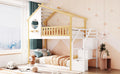 Stairway Twin Over Twin Bunk Bed,House Bed,Storage And Guard Rail,Natural Bed White Stair Old Sku :Lt000308Aak White Solid Wood