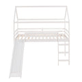 Twin Loft Bed With Slide, House Bed With Slide,White Old Sku :Wf286245Aak Twin White Solid Wood