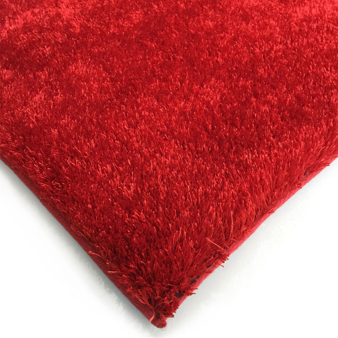 "Fuzzy Shaggy" Hand Tufted Area Rug Red Polyester