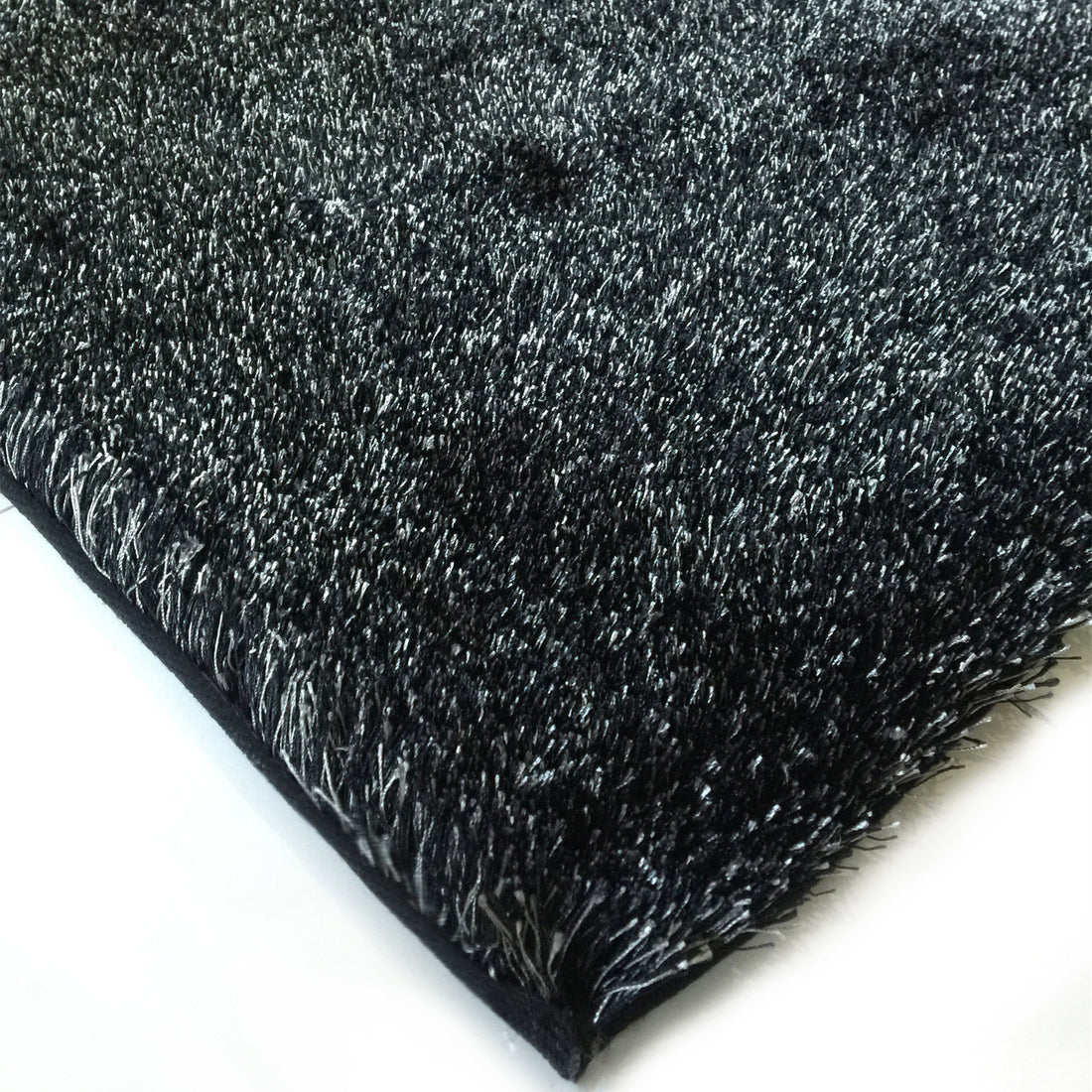 "Fuzzy Shaggy" Hand Tufted Area Rug Black Polyester