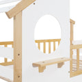 Stairway Twin Over Twin Bunk Bed,House Bed,Storage And Guard Rail,Natural Bed White Stair Old Sku :Lt000308Aak White Solid Wood