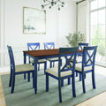Lafayette Medium Brown And Navy Blue Wood Dining Table Navy Blue Solid Wood