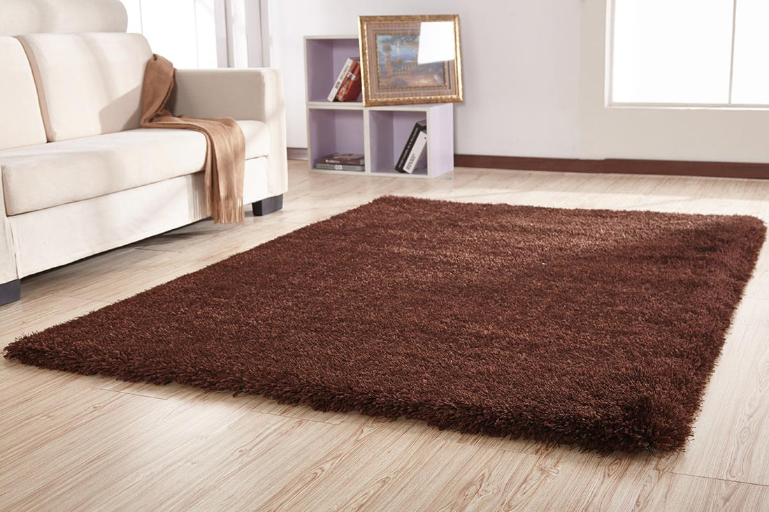 "Chubby Shaggy" Hand Tufted Area Rug Brown Polyester