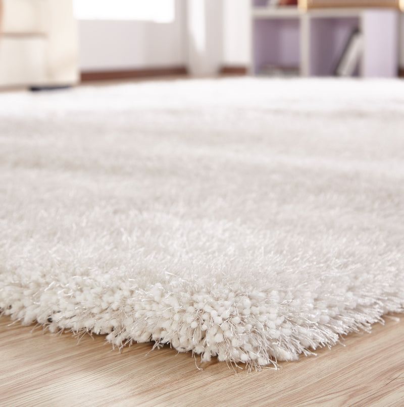 "Chubby Shaggy" Hand Tufted Area Rug White Polyester