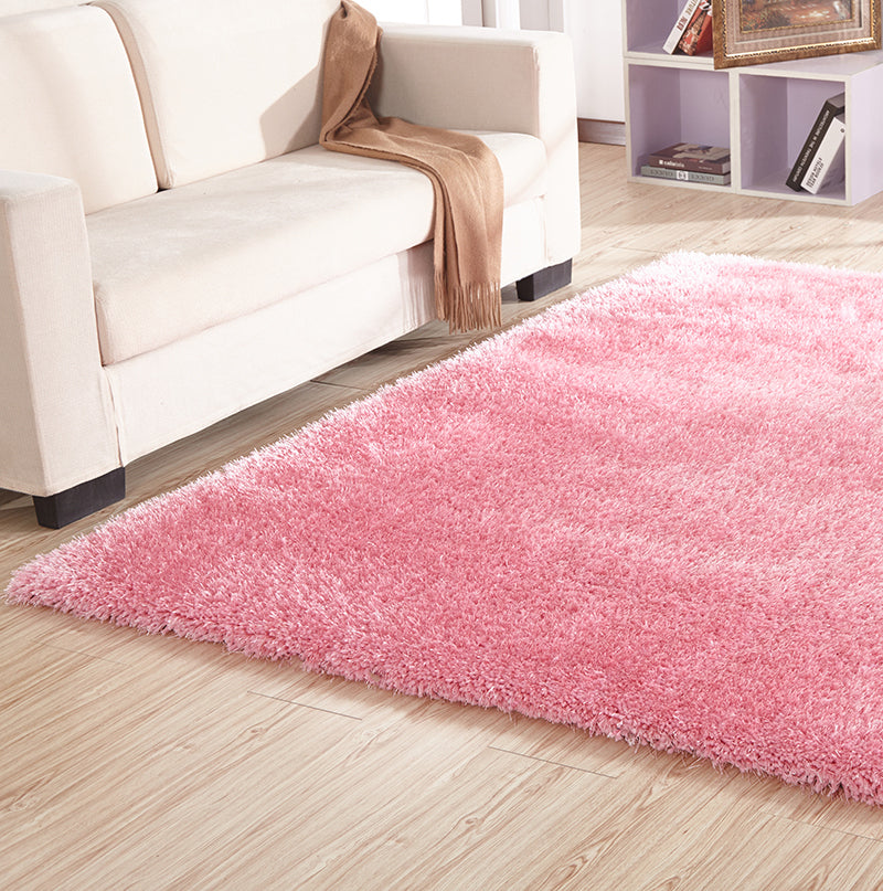 "Chubby Shaggy" Hand Tufted Area Rug Pink Polyester