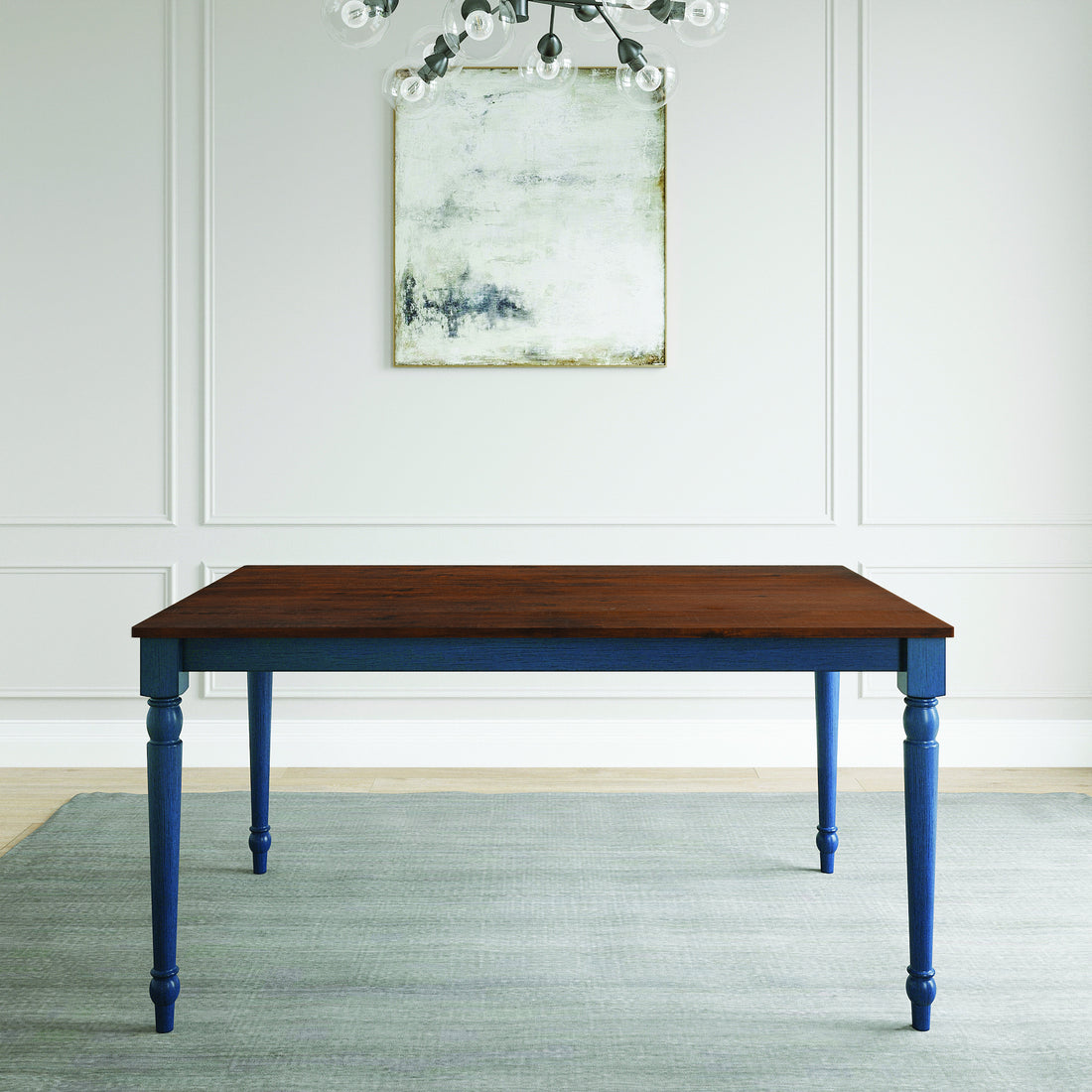 Lafayette Medium Brown And Navy Blue Wood Dining Table Navy Blue Solid Wood