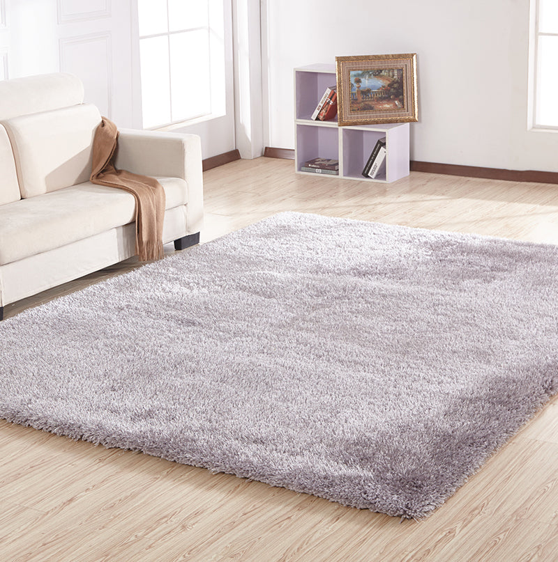 "Chubby Shaggy" Hand Tufted Area Rug Silver Polyester