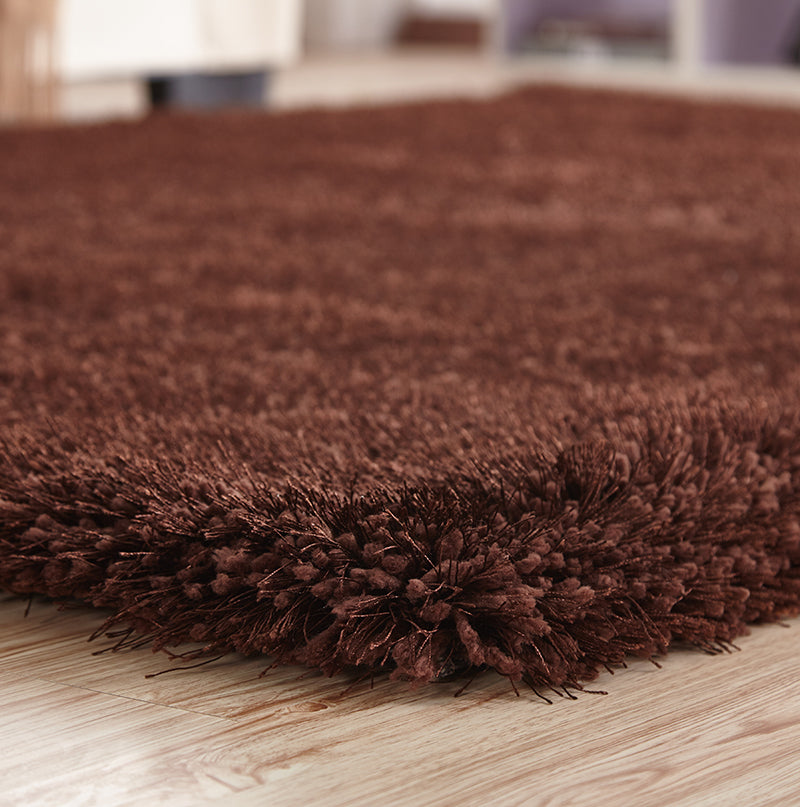 "Chubby Shaggy" Hand Tufted Area Rug Brown Polyester