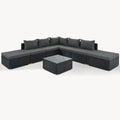 8 Pieces Outdoor Patio Furniture Sets, Garden Conversation Wicker Sofa Set, Single Sofa Combinable, Gray Cushions Black Wicker Yes Gray Wicker