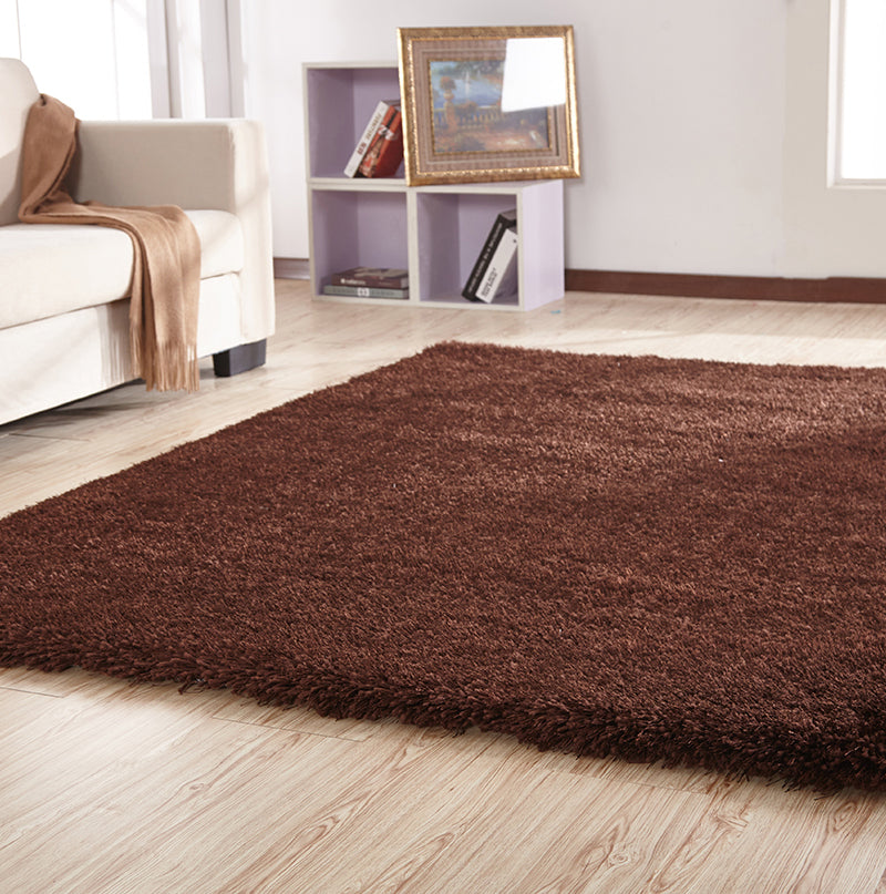 "Chubby Shaggy" Hand Tufted Area Rug Brown Polyester