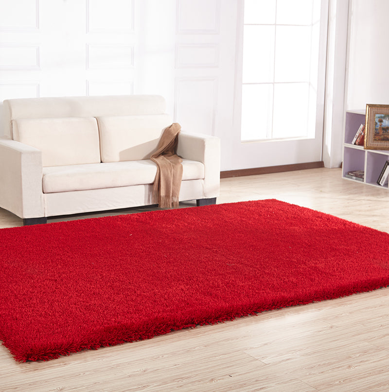 "Chubby Shaggy" Hand Tufted Area Rug Red Polyester