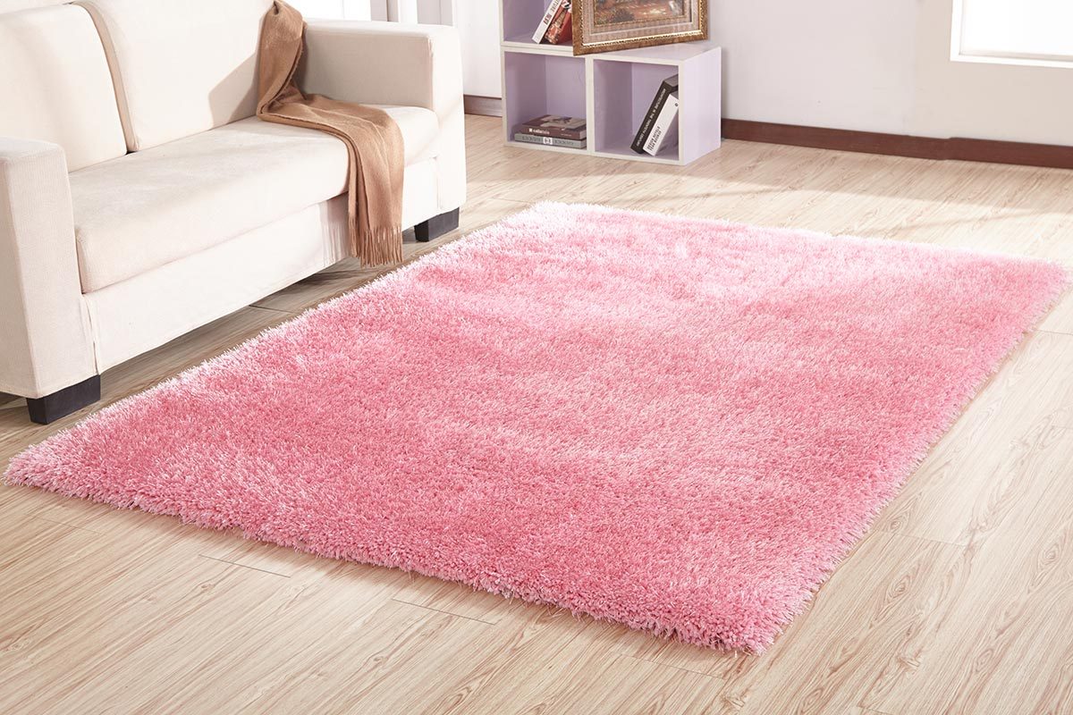 "Chubby Shaggy" Hand Tufted Area Rug Pink Polyester