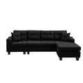 Mega Right Sectional Sofa With Footrest, Convertible Corner Sofa With Armrest Storage, Living Room And Apartment Sectional Sofa, Right Chaise Longue And Grey Black Foam Fabric