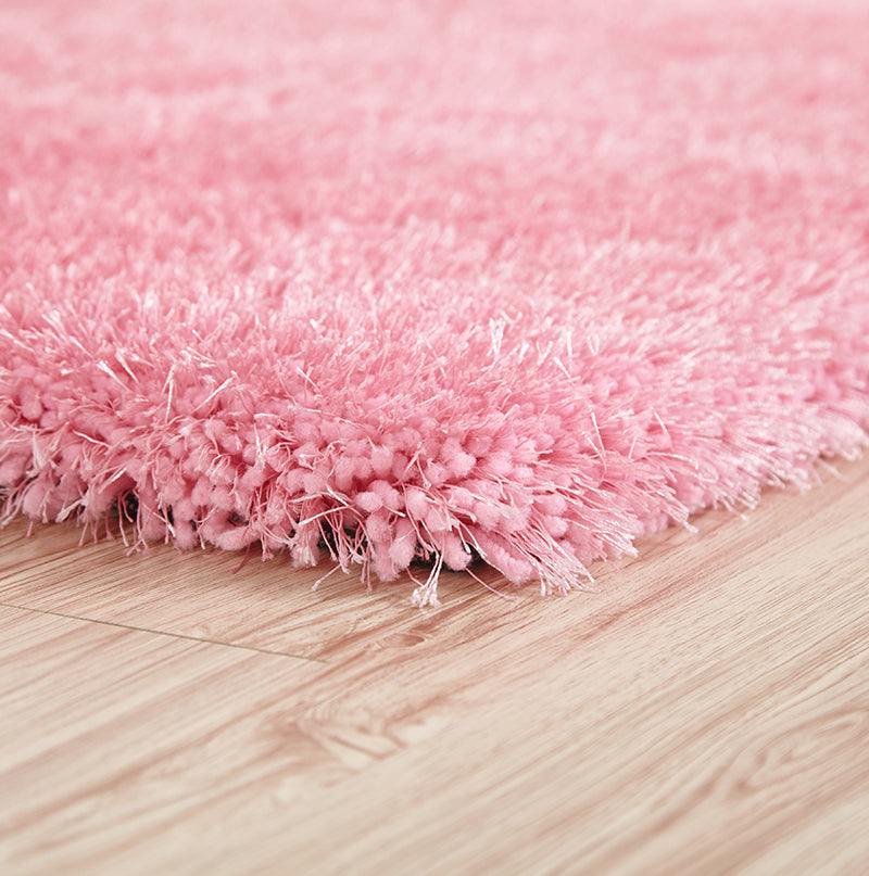 "Chubby Shaggy" Hand Tufted Area Rug Pink Polyester