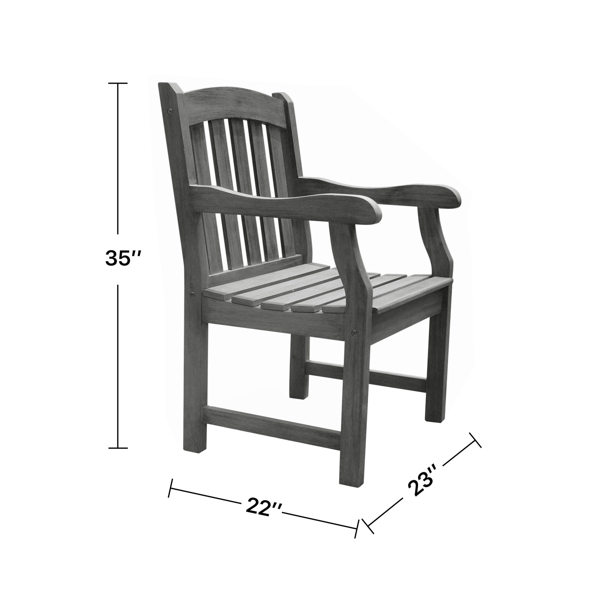 Malibu Outdoor Garden Armchair Gray Solid Wood