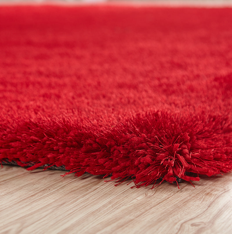 "Chubby Shaggy" Hand Tufted Area Rug Red Polyester