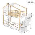 Stairway Twin Over Twin Bunk Bed,House Bed,Storage And Guard Rail,Natural Bed White Stair Old Sku :Lt000308Aak White Solid Wood