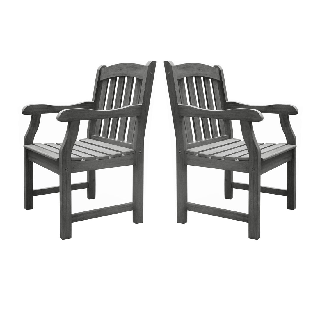 Malibu Outdoor Garden Armchair Gray Solid Wood