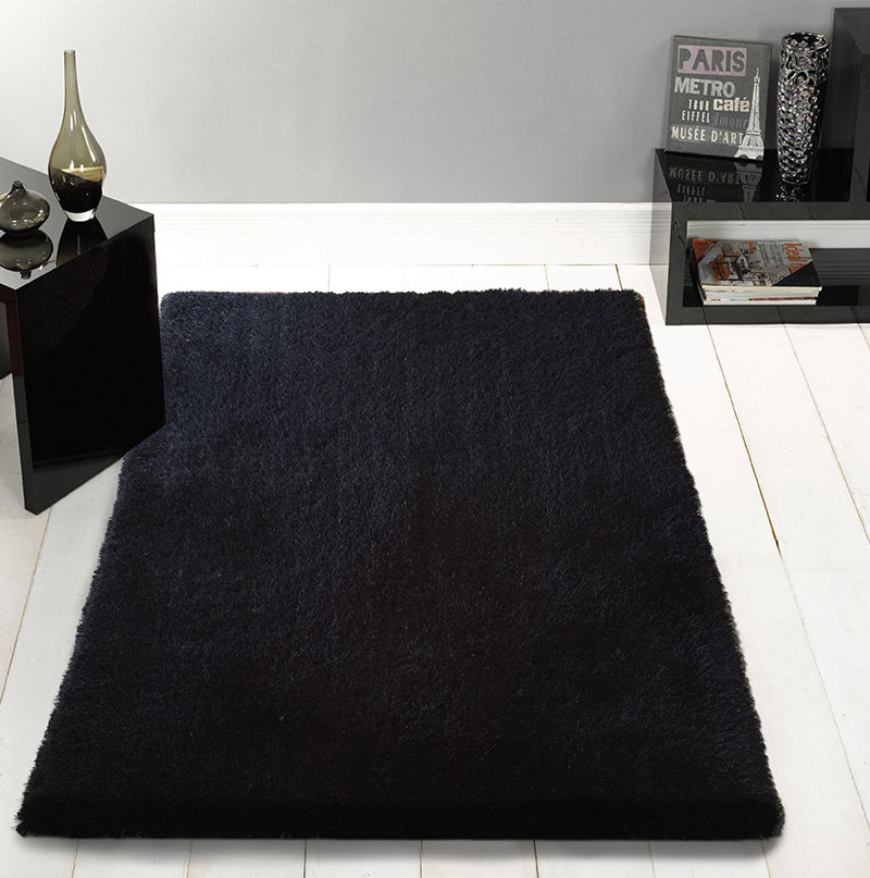 "Chubby Shaggy" Hand Tufted Area Rug Black Polyester