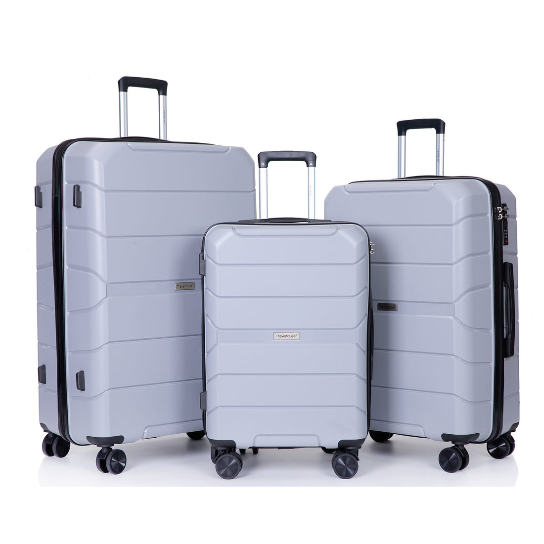 Hardshell Suitcase Spinner Wheels Pp Luggage Sets Lightweight Suitcase With Tsa Lock,3 Piece Set 20 24 28 ,Silver Silver Polypropylene