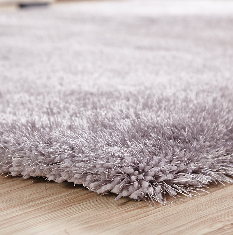 "Chubby Shaggy" Hand Tufted Area Rug Silver Polyester