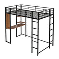 Twin Metal Loft Bed With 2 Shelves And One Desk ,Black Old Sku: Mf281206Aab Black Metal