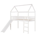 Twin Loft Bed With Slide, House Bed With Slide,White Old Sku :Wf286245Aak Twin White Solid Wood