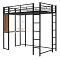 Twin Metal Loft Bed With 2 Shelves And One Desk ,Black Old Sku: Mf281206Aab Black Metal