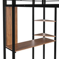 Twin Metal Loft Bed With 2 Shelves And One Desk ,Black Old Sku: Mf281206Aab Black Metal