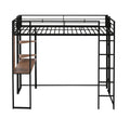 Twin Metal Loft Bed With 2 Shelves And One Desk ,Black Old Sku: Mf281206Aab Black Metal