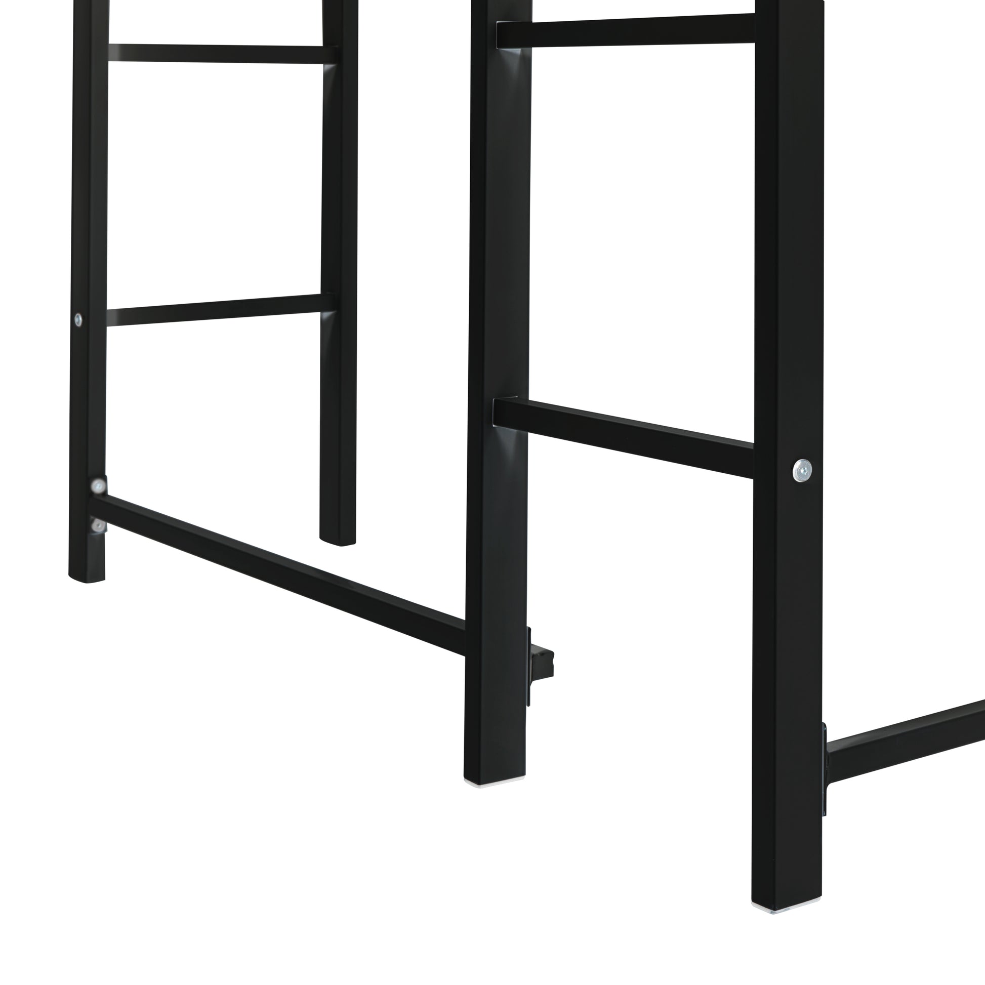 Twin Metal Loft Bed With 2 Shelves And One Desk ,Black Old Sku: Mf281206Aab Black Metal