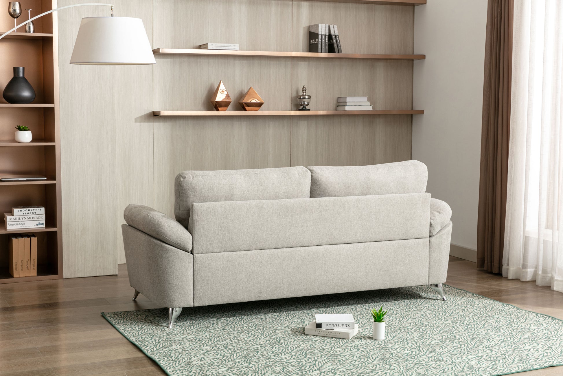 Contemporary Living Room 1Pc Gray Color Sofa With Metal Legs Plywood Casual Style Furniture Gray Primary Living Space Fabric