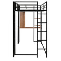 Twin Metal Loft Bed With 2 Shelves And One Desk ,Black Old Sku: Mf281206Aab Black Metal