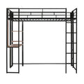 Twin Metal Loft Bed With 2 Shelves And One Desk ,Black Old Sku: Mf281206Aab Black Metal