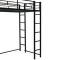 Twin Metal Loft Bed With 2 Shelves And One Desk ,Black Old Sku: Mf281206Aab Black Metal