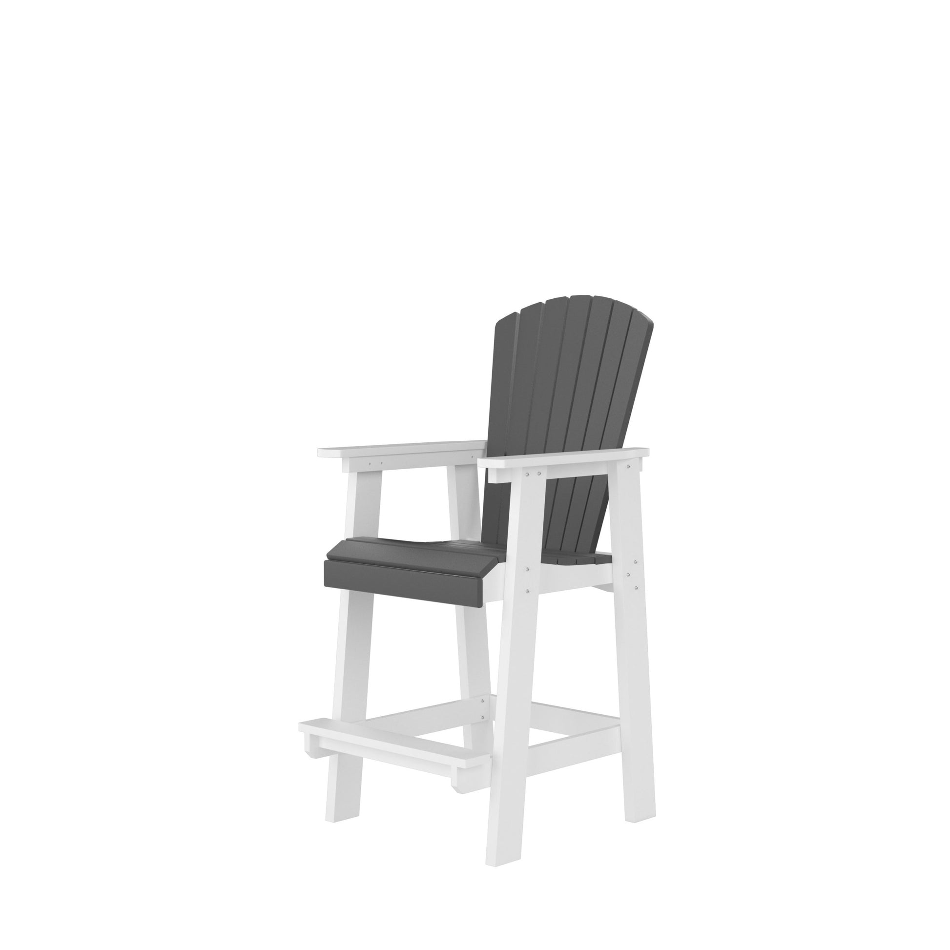 Hdpe Bar Chair, Outdoor Tall Adirondack Chairs Set Of 2, Patio Bar Stool Chair With High Back White Gray, Set Of 2 White Gray Hdpe