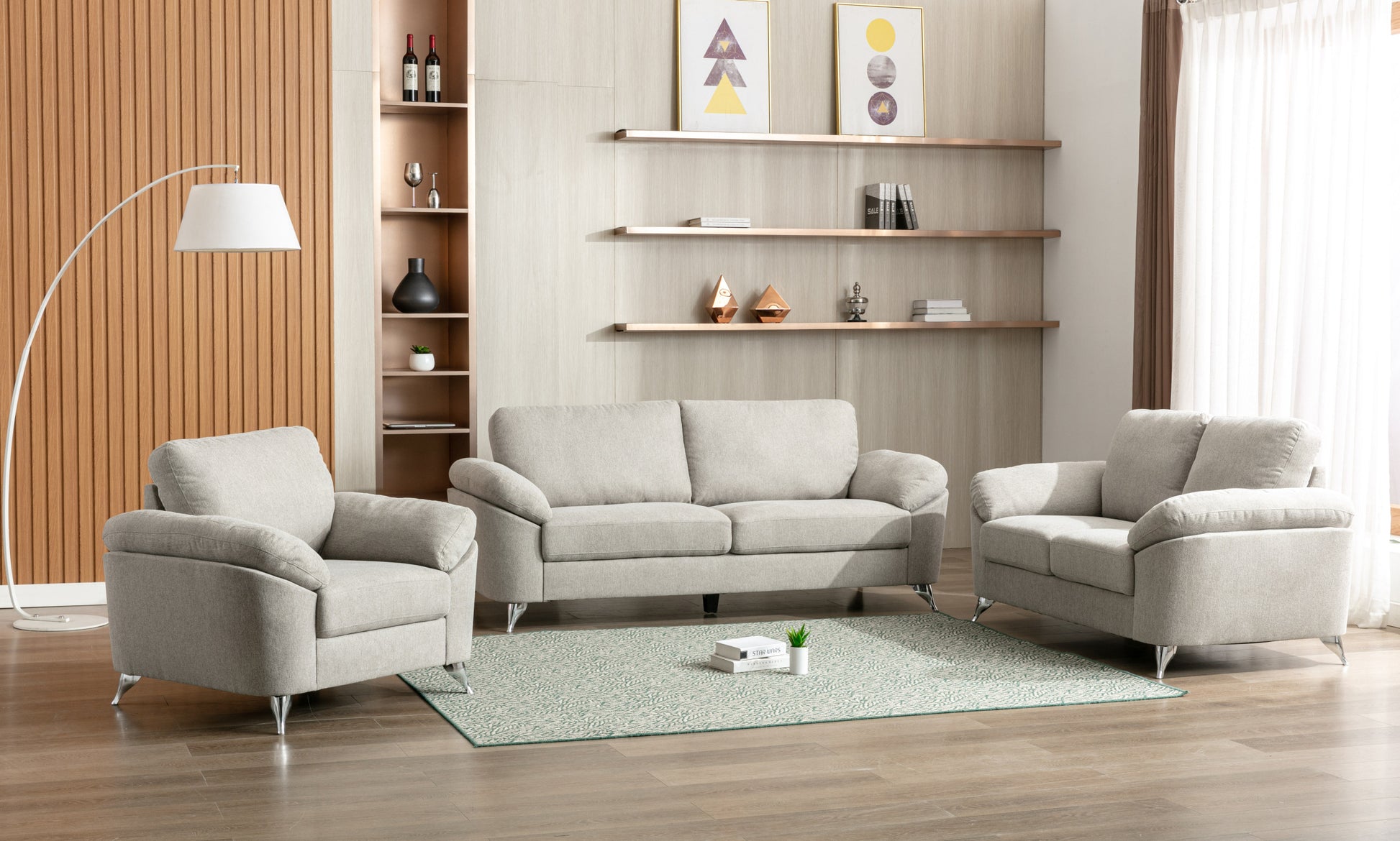 Contemporary Living Room 1Pc Gray Color Sofa With Metal Legs Plywood Casual Style Furniture Gray Primary Living Space Fabric