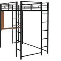 Twin Metal Loft Bed With 2 Shelves And One Desk ,Black Old Sku: Mf281206Aab Black Metal