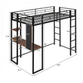 Twin Metal Loft Bed With 2 Shelves And One Desk ,Black Old Sku: Mf281206Aab Black Metal