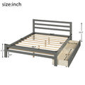 Wood Platform Bed With Two Drawers, Full Gray Gray Pine