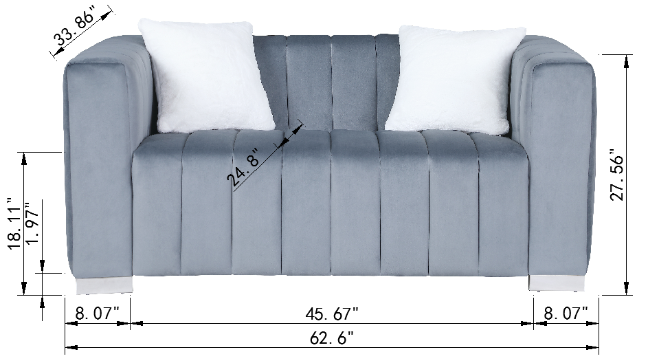 A Modern Channel Sofa Take On A Traditional Chesterfield,Grey Color,Seater Grey Velvet