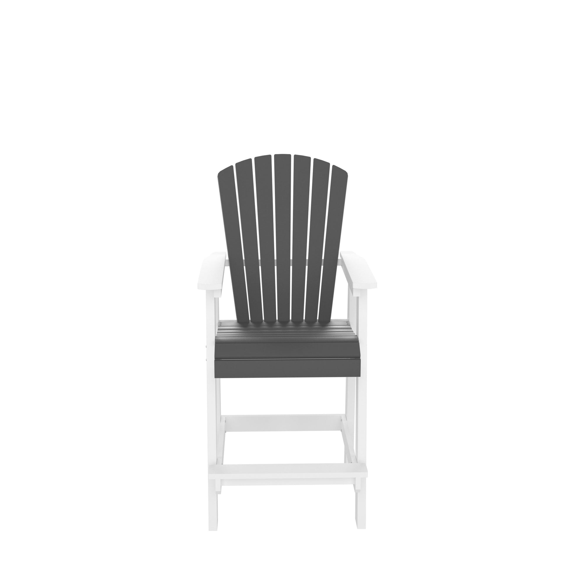 Hdpe Bar Chair, Outdoor Tall Adirondack Chairs Set Of 2, Patio Bar Stool Chair With High Back White Gray, Set Of 2 White Gray Hdpe