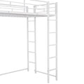 Twin Metal Loft Bed With 2 Shelves And One Desk ,White Old Sku: Mf281206Aak White Metal