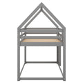 Twin Over Twin Low Bunk Bed, House Bed With Laddergray Old Sku:Wf197808Aae Gray Pine