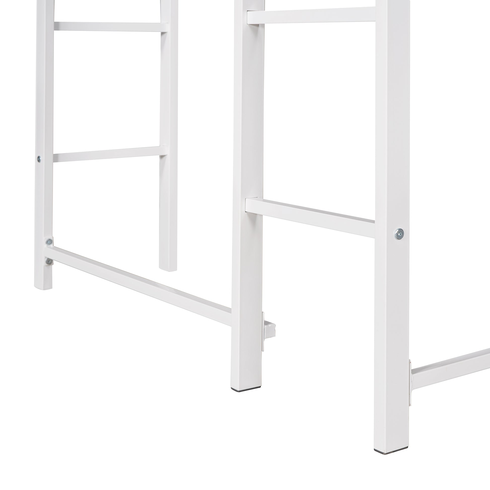 Twin Metal Loft Bed With 2 Shelves And One Desk ,White Old Sku: Mf281206Aak White Metal