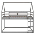 Twin Over Twin Low Bunk Bed, House Bed With Laddergray Old Sku:Wf197808Aae Gray Pine