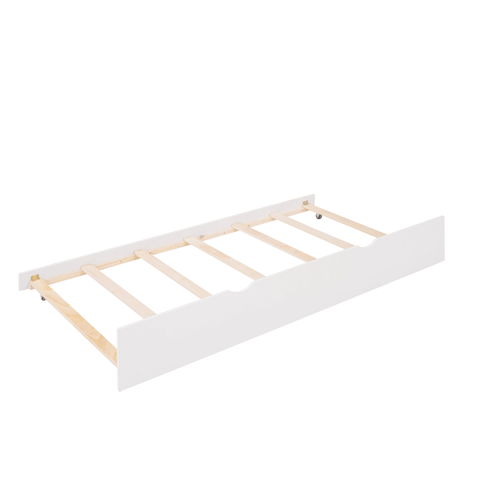 Full Size Wooden House Bed With Twin Size Trundle, White White Solid Wood